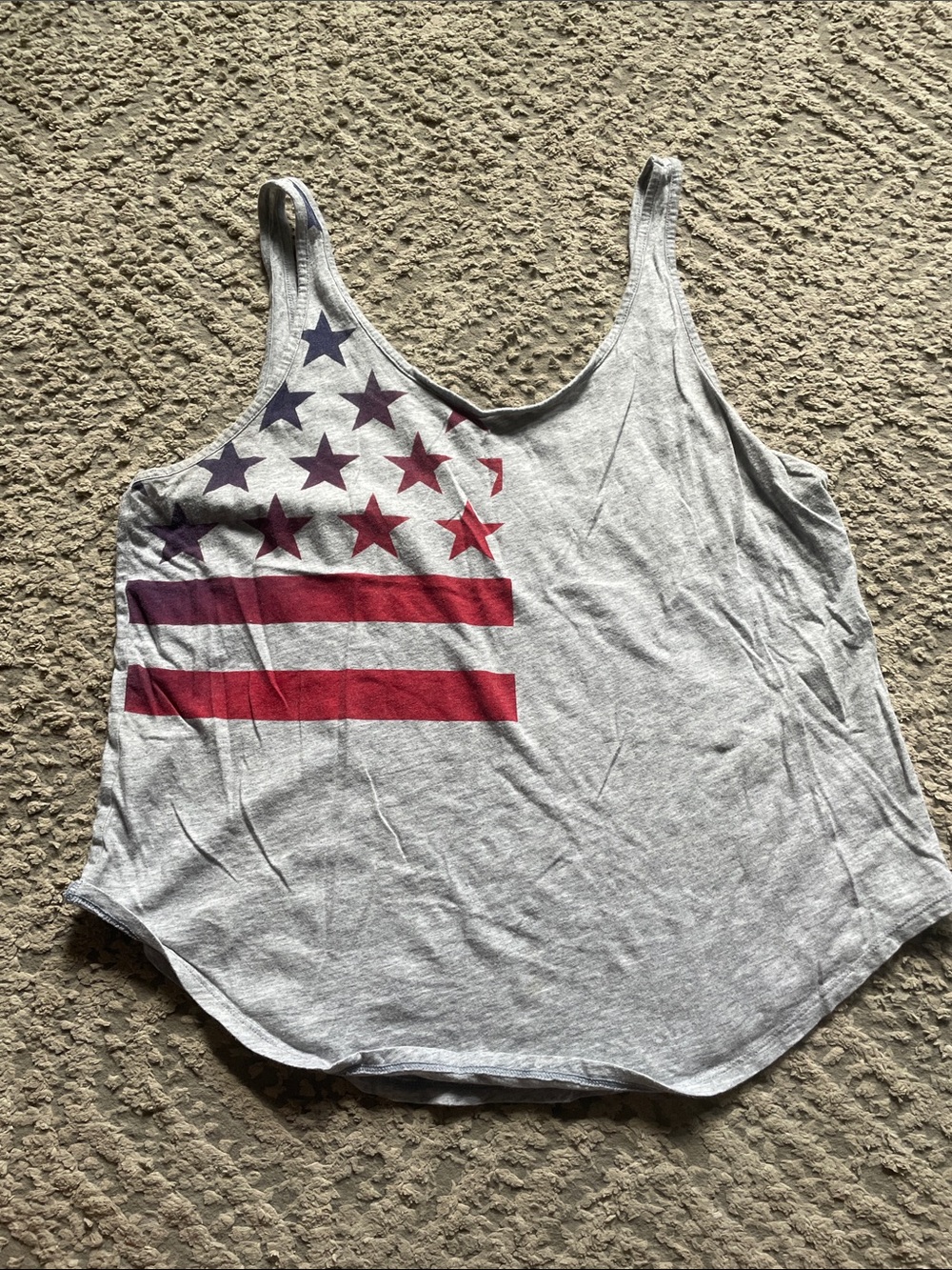 Under Armour Light Gray Tank Top with Red & Navy Star Print